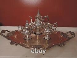 Wallace Christopher Wren Silver Plate Tea Service Teapot Footed Tray Gorgeous