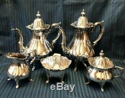 Wallace Rose Point #1200 Silver Plate 5 Piece Coffee/Tea Set