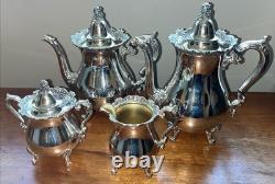 Wallace Royal Rose Silver Plated Coffee, Tea, Sugar, & Creamer Tea Set Wallace Royal Rose Silver Plated Coffee, Tea, Sugar, & Creamer Tea Set