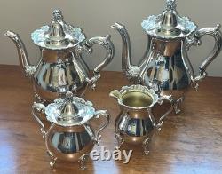 Wallace Royal Rose Silver Plated Coffee, Tea, Sugar, & Creamer Tea Set Wallace Royal Rose Silver Plated Coffee, Tea, Sugar, & Creamer Tea Set