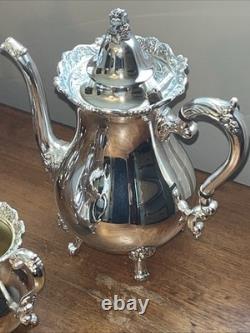 Wallace Royal Rose Silver Plated Coffee, Tea, Sugar, & Creamer Tea Set Wallace Royal Rose Silver Plated Coffee, Tea, Sugar, & Creamer Tea Set