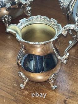 Wallace Royal Rose Silver Plated Coffee, Tea, Sugar, & Creamer Tea Set Wallace Royal Rose Silver Plated Coffee, Tea, Sugar, & Creamer Tea Set