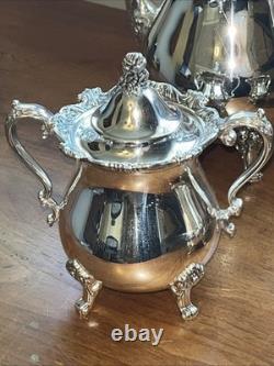 Wallace Royal Rose Silver Plated Coffee, Tea, Sugar, & Creamer Tea Set Wallace Royal Rose Silver Plated Coffee, Tea, Sugar, & Creamer Tea Set