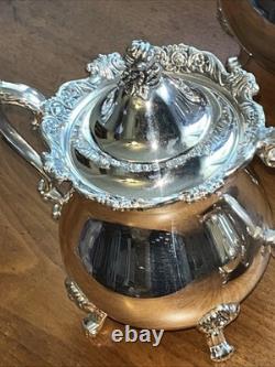 Wallace Royal Rose Silver Plated Coffee, Tea, Sugar, & Creamer Tea Set Wallace Royal Rose Silver Plated Coffee, Tea, Sugar, & Creamer Tea Set