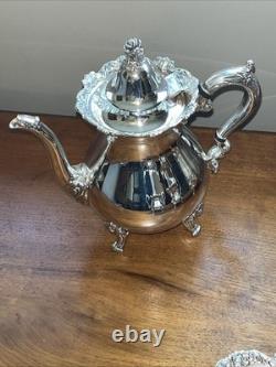 Wallace Royal Rose Silver Plated Coffee, Tea, Sugar, & Creamer Tea Set Wallace Royal Rose Silver Plated Coffee, Tea, Sugar, & Creamer Tea Set