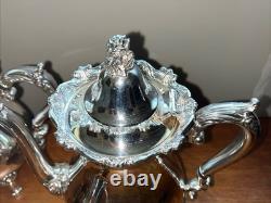 Wallace Royal Rose Silver Plated Coffee, Tea, Sugar, & Creamer Tea Set Wallace Royal Rose Silver Plated Coffee, Tea, Sugar, & Creamer Tea Set