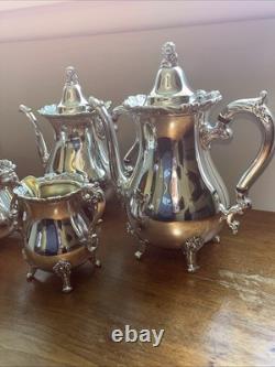 Wallace Royal Rose Silver Plated Coffee, Tea, Sugar, & Creamer Tea Set Wallace Royal Rose Silver Plated Coffee, Tea, Sugar, & Creamer Tea Set