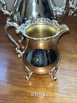 Wallace Royal Rose Silver Plated Coffee, Tea, Sugar, & Creamer Tea Set Wallace Royal Rose Silver Plated Coffee, Tea, Sugar, & Creamer Tea Set