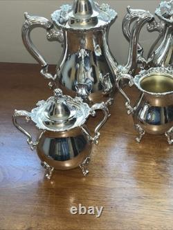 Wallace Royal Rose Silver Plated Coffee, Tea, Sugar, & Creamer Tea Set Wallace Royal Rose Silver Plated Coffee, Tea, Sugar, & Creamer Tea Set