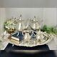 Wallace Silver Baroque Silver Plate Tea And Coffee Service Set Footed Tray 5 Pcs