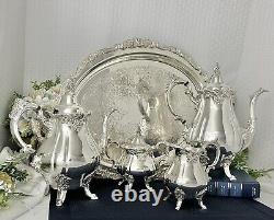 Wallace Silver Baroque Silver Plate Tea and Coffee Service Set Tray no feet #293
