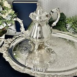 Wallace Silver Baroque Silver Plate Tea and Coffee Service Set Tray no feet #293