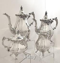 Wallace Silver Baroque Tea and Coffee Service Set Victorian Silverplate 4 Pcs