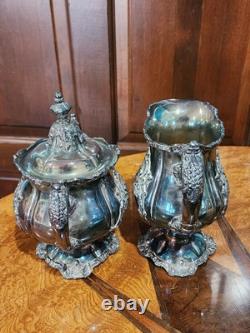 Wallace Silver Plate 6 Piece Coffee Tea Service With Tray By Christopher Wren