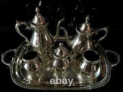 Wallace Silverplate Melford 601f Coffee Tea Pot Creamer Sugar Tray 7pc Service