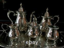 Wallace Silverplate Melford 601f Coffee Tea Pot Creamer Sugar Tray 7pc Service