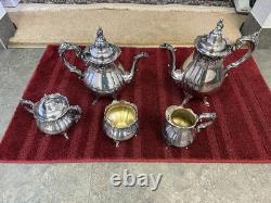 Wallace baroque silverplate Tea Coffee Set Creamer Waste Bowl Sugar 281-285