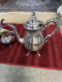 Wallace baroque silverplate Tea Coffee Set Creamer Waste Bowl Sugar 281-285
