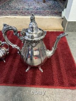 Wallace baroque silverplate Tea Coffee Set Creamer Waste Bowl Sugar 281-285