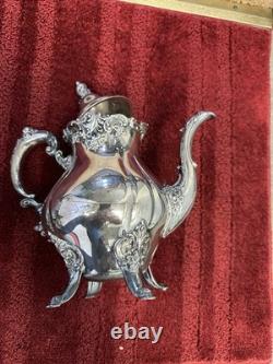 Wallace baroque silverplate Tea Coffee Set Creamer Waste Bowl Sugar 281-285