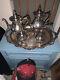 Waverley By Wallace Silver Plate Coffee & Tea Set & A Huge Serving Tray -5piece