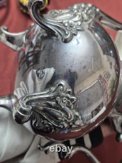 Webster International Silver Co Silver Plate Du Barry Floral Tea Pot With Coffee