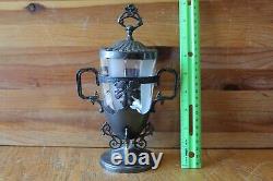 Webster Mfg Co Silver-plate Glass tea holder jar lid or pickle castor Vintage