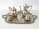 Webster Wilcox 4 Piece Silverplate Tea Set'du Barry Floral' With Serving Tray