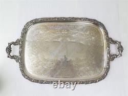 Webster Wilcox 4 Piece Silverplate Tea Set'du Barry Floral' with Serving Tray