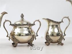 Webster Wilcox 4 Piece Silverplate Tea Set'du Barry Floral' with Serving Tray