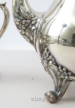 Webster Wilcox 4 Piece Silverplate Tea Set'du Barry Floral' with Serving Tray