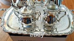 Webster Wilcox Countess Tea/Coffee Set Creamer/Sugar Tray 5-piece Silver Plate