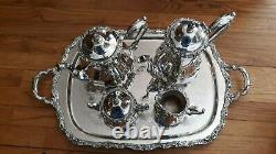 Webster Wilcox Countess Tea/Coffee Set Creamer/Sugar Tray 5-piece Silver Plate