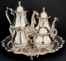Wilcox Silver Co. Silver Plate 5 Piece Coffee And Tea Set withTray Joanne Pattern