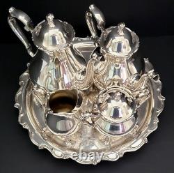 Wilcox Silver Co. Silver Plate 5 Piece Coffee And Tea Set withTray Joanne Pattern
