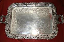 William Adams English Silver Plated Reticulated Grapes Tea Set WAITER Tray
