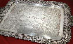William Adams English Silver Plated Reticulated Grapes Tea Set WAITER Tray