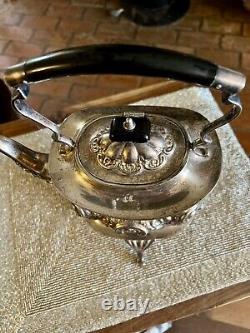 Winchester Silver Plate Tea Kettle With Warming Stand And Burner Tilting 1900's