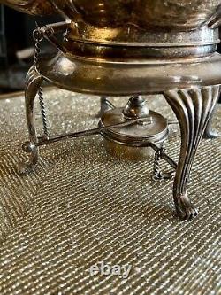 Winchester Silver Plate Tea Kettle With Warming Stand And Burner Tilting 1900's