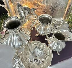 Winthrop Tea Set by Reed and Barton Silver Plated Tea Service Set on Tray 5 Pc