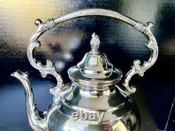 Wm Rogers Silver Plate Tilting Teapot on Stand WithBurner Eagle&Star Stamp MINT