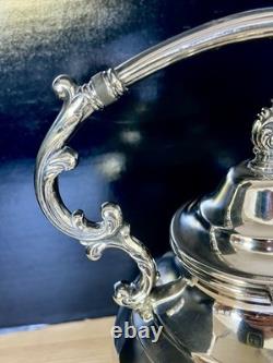 Wm Rogers Silver Plate Tilting Teapot on Stand WithBurner Eagle&Star Stamp MINT