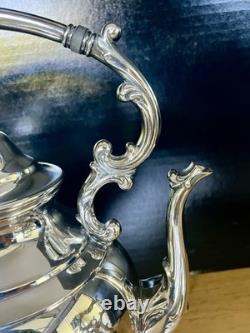 Wm Rogers Silver Plate Tilting Teapot on Stand WithBurner Eagle&Star Stamp MINT