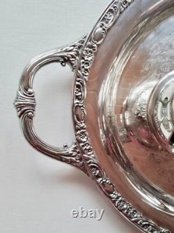 Wm Rogers Silver Plate Victorian Rose Coffee Tea Service 5 piece Set WithTray
