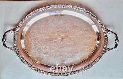 Wm Rogers Silver Plate Victorian Rose Coffee Tea Service 5 piece Set WithTray