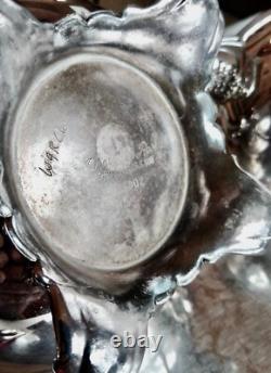 Wm Rogers Silver Plate Victorian Rose Coffee Tea Service 5 piece Set WithTray