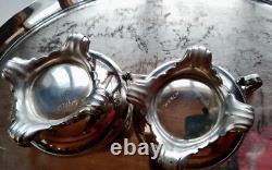 Wm Rogers Silver Plate Victorian Rose Coffee Tea Service 5 piece Set WithTray