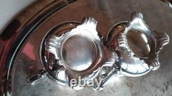 Wm Rogers Silver Plate Victorian Rose Coffee Tea Service 5 piece Set WithTray