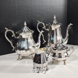 Wm Rogers Silverplate 5 Pc Set Coffee Tea Pot Lg Tray Sugar Creamer 1090 Series