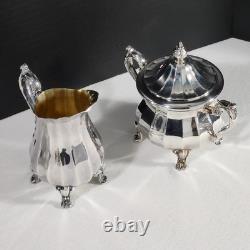 Wm Rogers Silverplate 5 Pc Set Coffee Tea Pot Lg Tray Sugar Creamer 1090 Series
